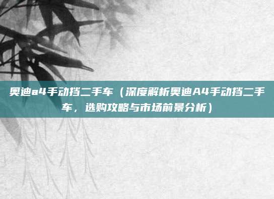 奥迪a4手动挡二手车(深度解析奥迪A4手动挡二手车,选购攻略与市场前景分析)