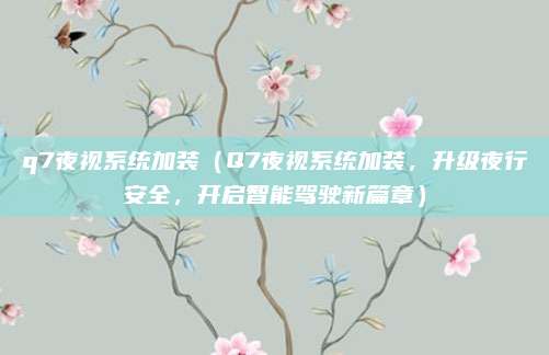 q7夜视系统加装(Q7夜视系统加装,升级夜行安全,开启智能驾驶新篇章)