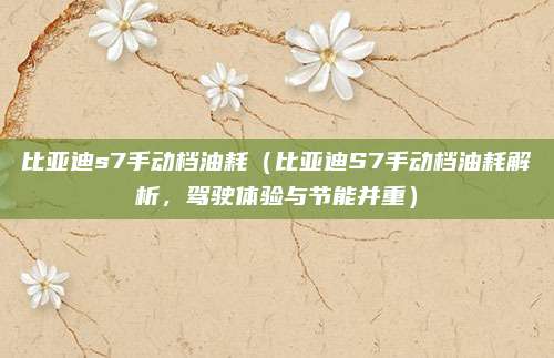 比亚迪s7手动档油耗(比亚迪S7手动档油耗解析,驾驶体验与节能并重)
