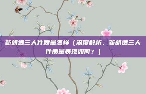 新朗逸三大件质量怎样(深度解析,新朗逸三大件质量表现如何?)