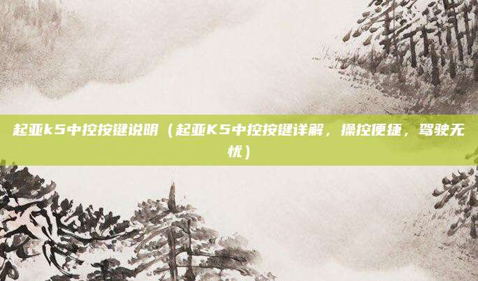 起亚k5中控按键说明(起亚K5中控按键详解,操控便捷,驾驶无忧)