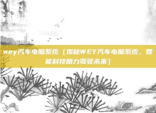 wey汽车电脑系统(揭秘WEY汽车电脑系统,智能科技助力驾驭未来)
