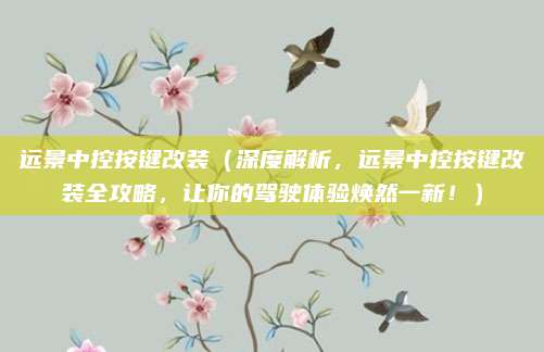 远景中控按键改装(深度解析,远景中控按键改装全攻略,让你的驾驶体验焕然一新!)