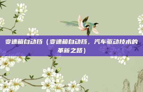变速箱自动挡（变速箱自动挡，汽车驱动技术的革新之路）
