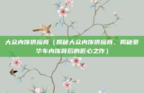 大众内饰供应商（揭秘大众内饰供应商，揭秘豪华车内饰背后的匠心之作）