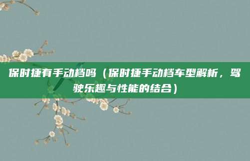 保时捷有手动档吗(保时捷手动档车型解析,驾驶乐趣与性能的结合)