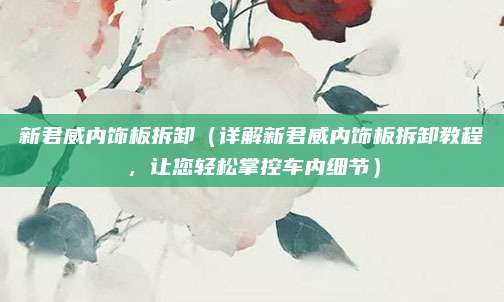 新君威内饰板拆卸(详解新君威内饰板拆卸教程,让您轻松掌控车内细节)