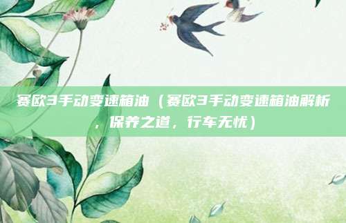 赛欧3手动变速箱油(赛欧3手动变速箱油解析,保养之道,行车无忧)