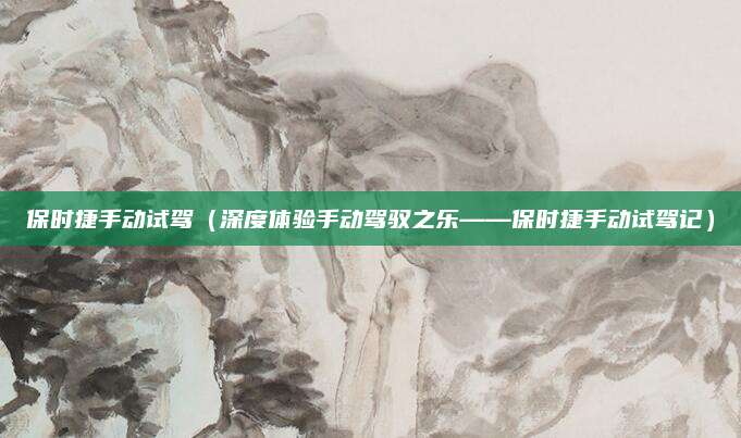 保时捷手动试驾(深度体验手动驾驭之乐——保时捷手动试驾记)
