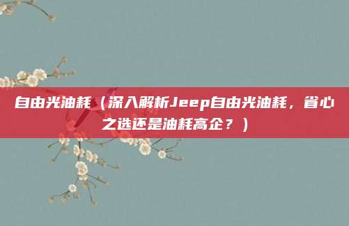 自由光油耗(深入解析Jeep自由光油耗,省心之选还是油耗高企?)