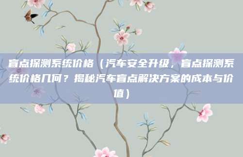 盲点探测系统价格(汽车安全升级,盲点探测系统价格几何?揭秘汽车盲点解决方案的成本与价值)