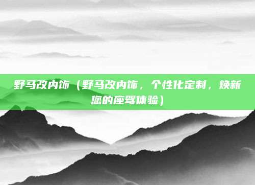 野马改内饰(野马改内饰,个性化定制,焕新您的座驾体验)