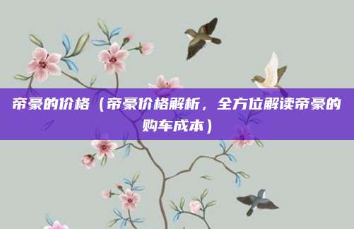 帝豪的价格（帝豪价格解析，全方位解读帝豪的购车成本）