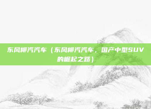 东风柳汽汽车（东风柳汽汽车，国产中型SUV的崛起之路）