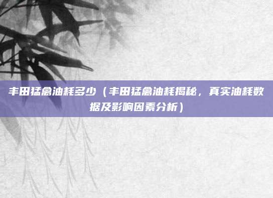 丰田猛禽油耗多少(丰田猛禽油耗揭秘,真实油耗数据及影响因素分析)