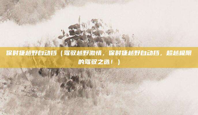 保时捷越野自动挡(驾驭越野激情,保时捷越野自动挡,超越极限的驾驭之选!)