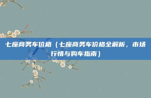 七座商务车价格(七座商务车价格全解析,市场行情与购车指南)