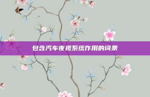 包含汽车夜视系统作用的词条