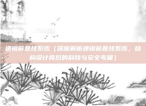 速锐前悬挂系统(深度解析速锐前悬挂系统,结构设计背后的科技与安全考量)