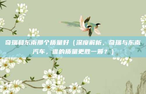 奇瑞和东南那个质量好(深度解析,奇瑞与东南汽车,谁的质量更胜一筹?)