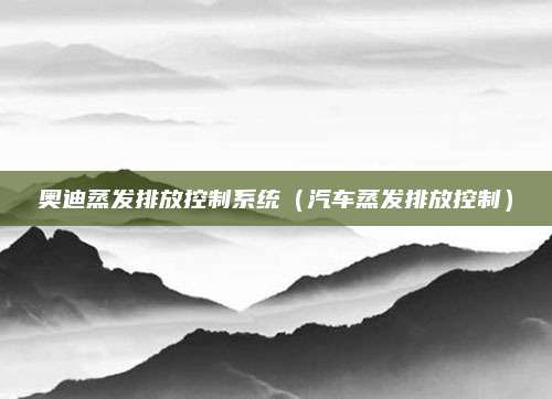 奥迪蒸发排放控制系统（汽车蒸发排放控制）