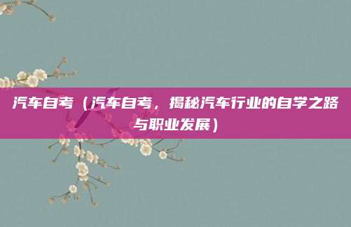 汽车自考(汽车自考,揭秘汽车行业的自学之路与职业发展)