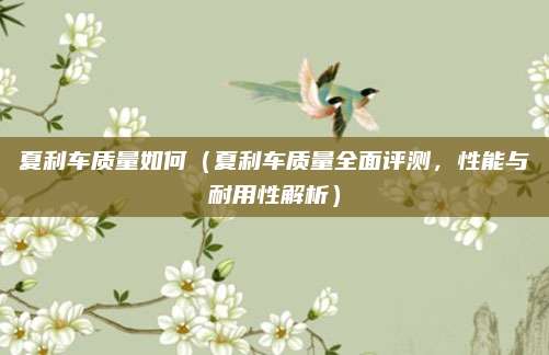 夏利车质量如何(夏利车质量全面评测,性能与耐用性解析)