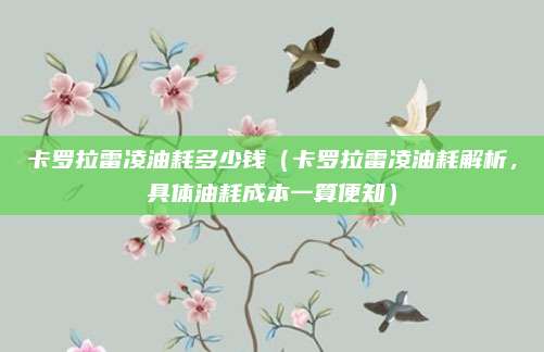 卡罗拉雷凌油耗多少钱(卡罗拉雷凌油耗解析,具体油耗成本一算便知)
