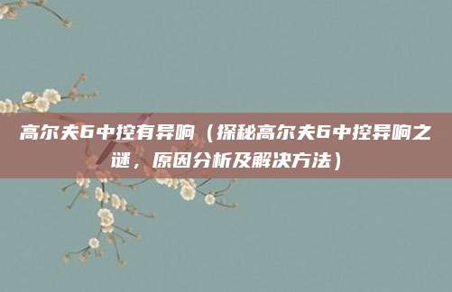 高尔夫6中控有异响(探秘高尔夫6中控异响之谜,原因分析及解决方法)
