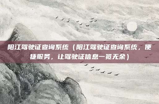 阳江驾驶证查询系统(阳江驾驶证查询系统,便捷服务,让驾驶证信息一览无余)