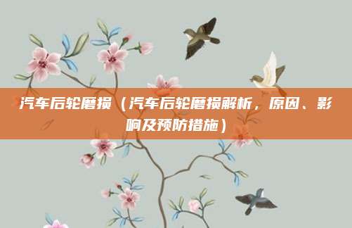 汽车后轮磨损(汽车后轮磨损解析,原因、影响及预防措施)