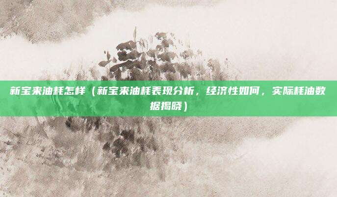 新宝来油耗怎样(新宝来油耗表现分析,经济性如何,实际耗油数据揭晓)
