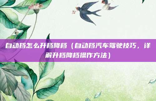 自动挡怎么升档降档(自动挡汽车驾驶技巧,详解升档降档操作方法)