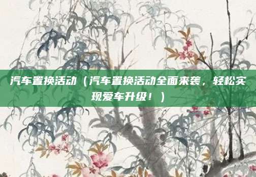 汽车置换活动（汽车置换活动全面来袭，轻松实现爱车升级！）