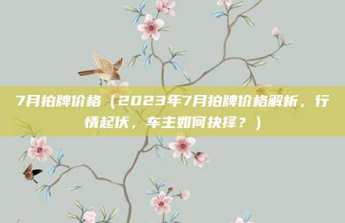 7月拍牌价格（2023年7月拍牌价格解析，行情起伏，车主如何抉择？）