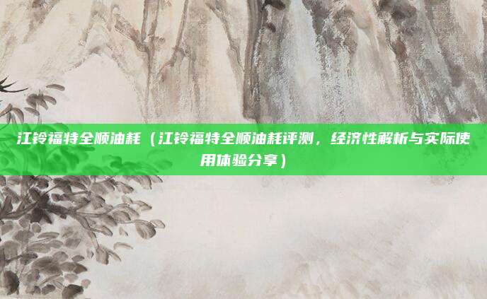江铃福特全顺油耗(江铃福特全顺油耗评测,经济性解析与实际使用体验分享)