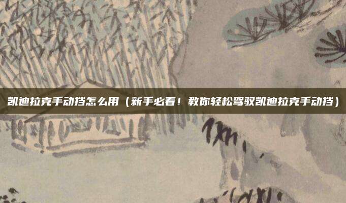 凯迪拉克手动挡怎么用(新手必看!教你轻松驾驭凯迪拉克手动挡)
