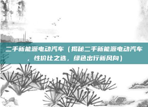 二手新能源电动汽车(揭秘二手新能源电动汽车,性价比之选,绿色出行新风向)