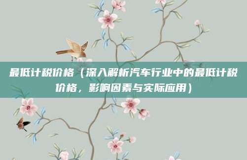 最低计税价格（深入解析汽车行业中的最低计税价格，影响因素与实际应用）