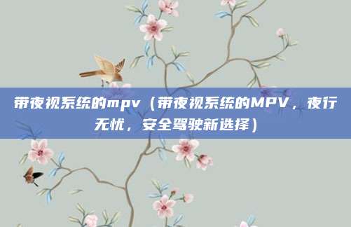 带夜视系统的mpv(带夜视系统的MPV,夜行无忧,安全驾驶新选择)