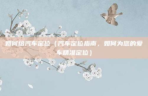 如何给汽车定位(汽车定位指南,如何为您的爱车精准定位)