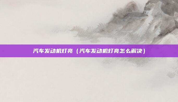 汽车发动机灯亮(汽车发动机灯亮怎么解决)