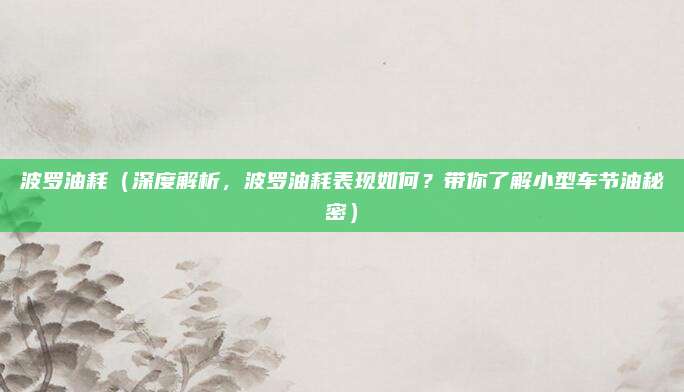 波罗油耗(深度解析,波罗油耗表现如何?带你了解小型车节油秘密)