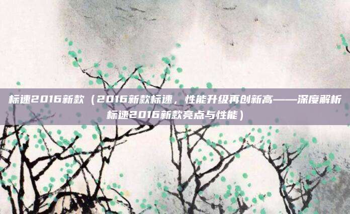 标速2016新款(2016新款标速,性能升级再创新高——深度解析标速2016新款亮点与性能)
