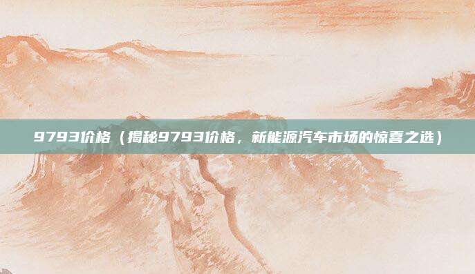 9793价格（揭秘9793价格，新能源汽车市场的惊喜之选）