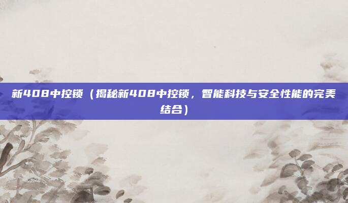 新408中控锁(揭秘新408中控锁,智能科技与安全性能的完美结合)