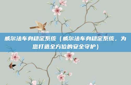 威尔法车身稳定系统(威尔法车身稳定系统,为您打造全方位的安全守护)
