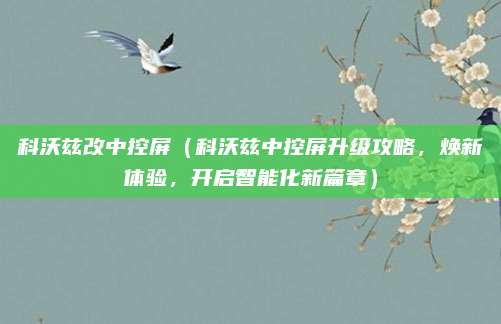 科沃兹改中控屏(科沃兹中控屏升级攻略,焕新体验,开启智能化新篇章)