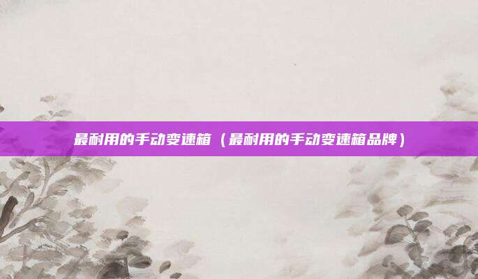 最耐用的手动变速箱(最耐用的手动变速箱品牌)