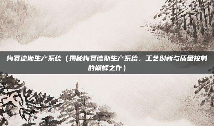 梅赛德斯生产系统(揭秘梅赛德斯生产系统,工艺创新与质量控制的巅峰之作)